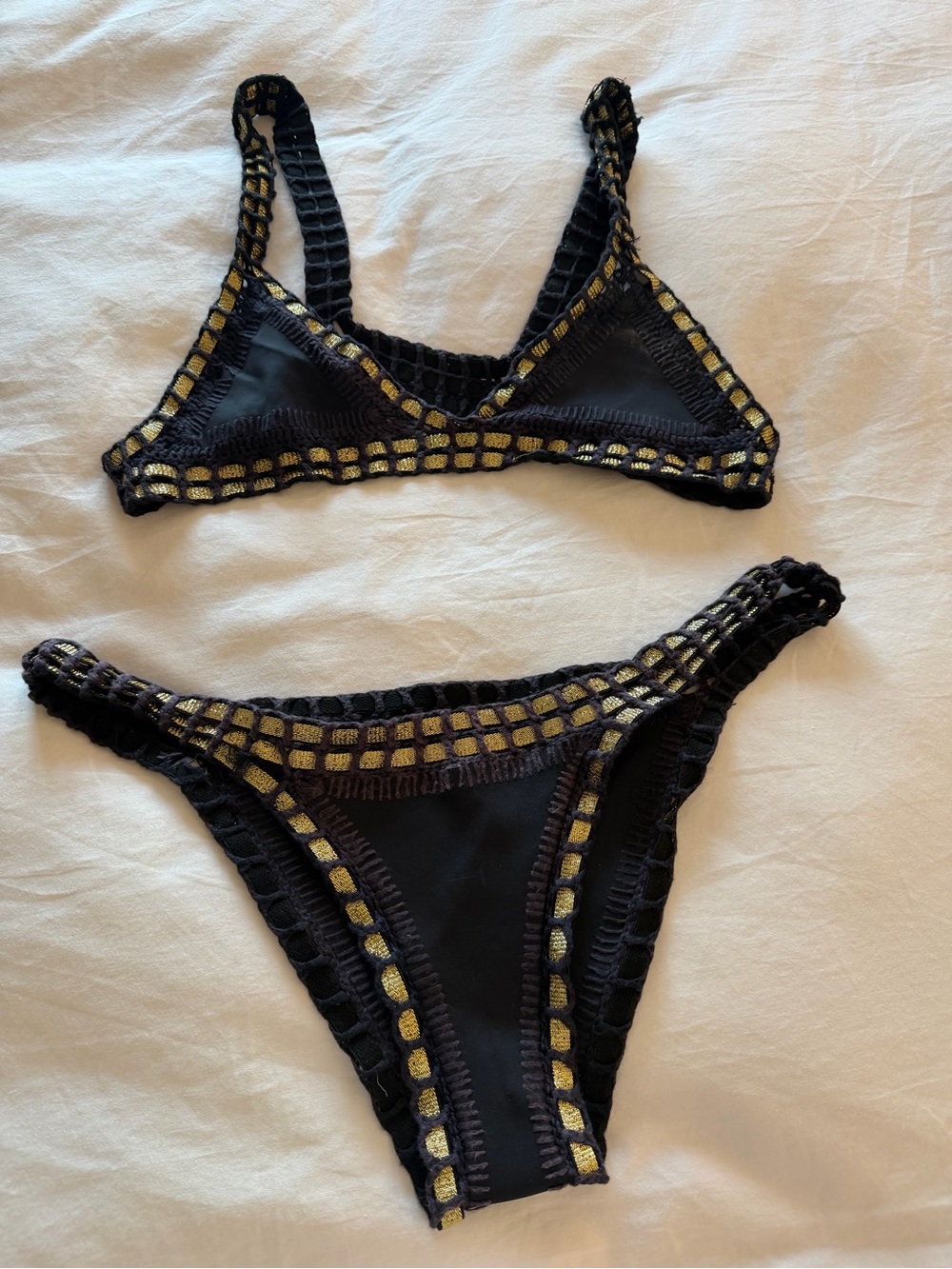 KIINI Black & Gold Crochet Bikini Set